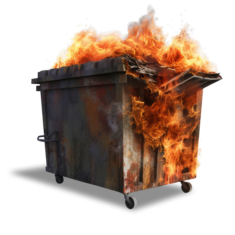 Image of a dumpster on fire